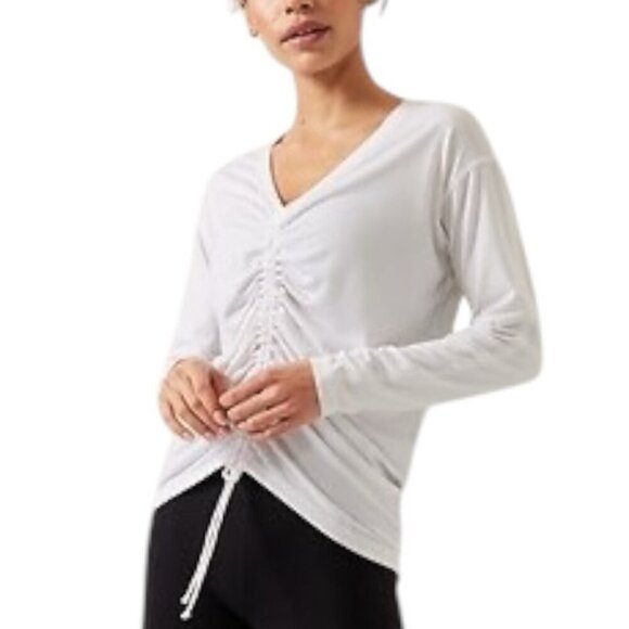 Athleta Crossover Ruched Top XXS Purple - Picture 3 of 10